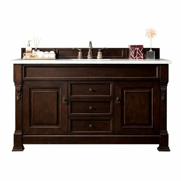 James Martin Vanities Brookfield 60in Single Vanity, Burnished Mahogany w/ 3 CM Carrara Marble Top 147-114-5361-3CAR